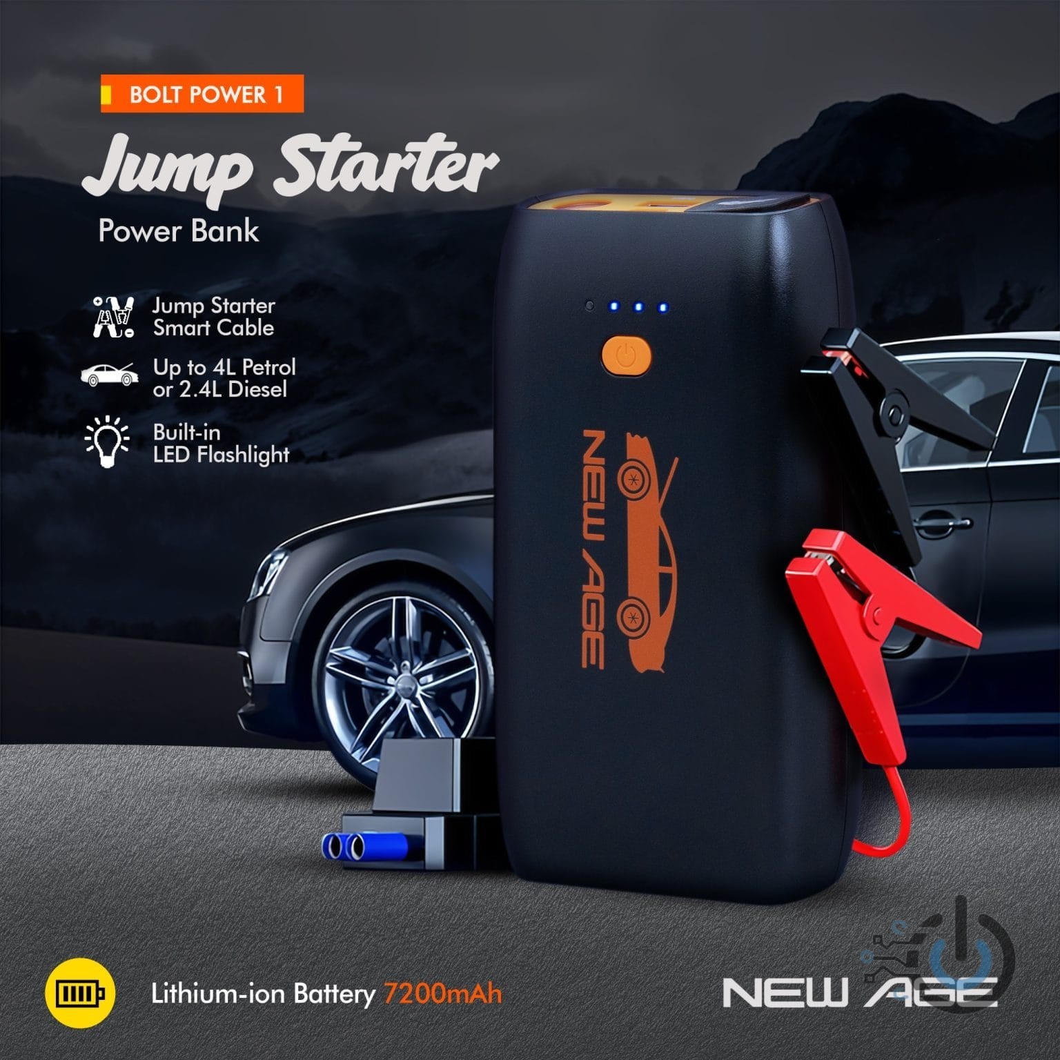 Newage BoltPower 1 – 7200mAh Car Jump Starter