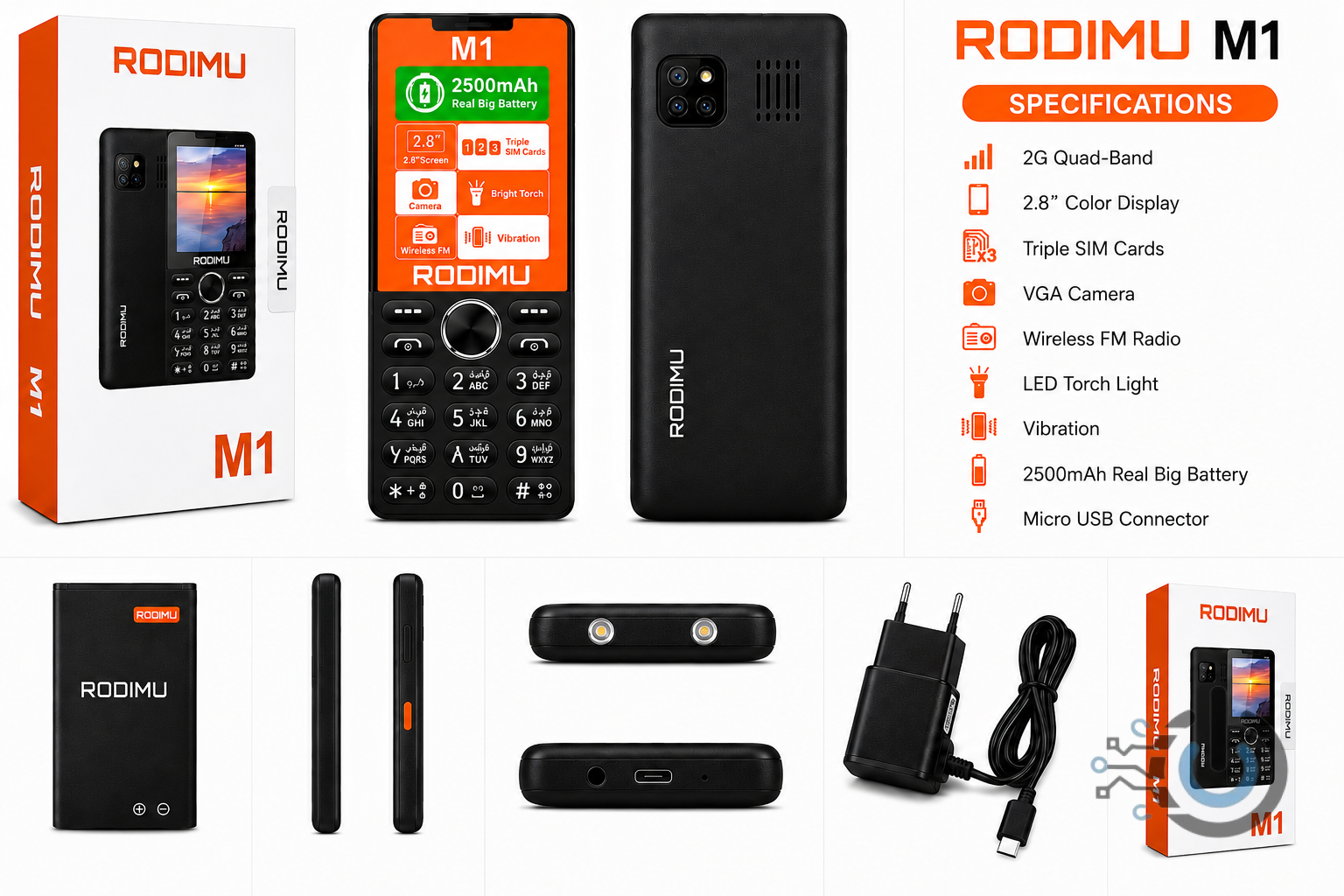 Rodimu M1 Phone 2.8 Inches Bright Display